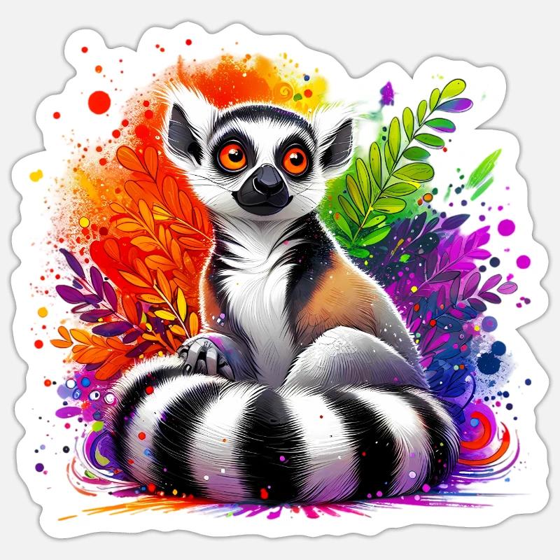 Lemur - Sticker Größe S (10 x 10 cm) - Mattweiß