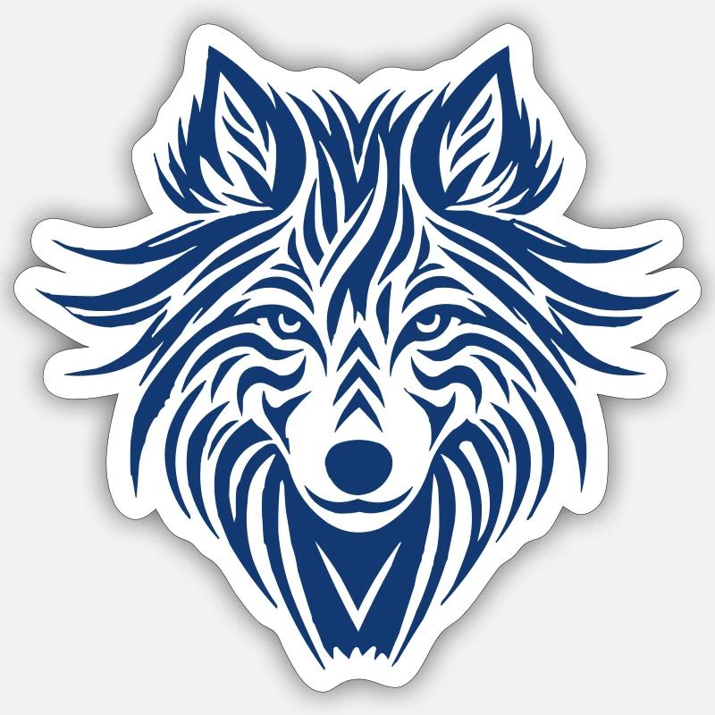 Loup Tribal - Sticker taille S (10 x 10 cm) - blanc mat