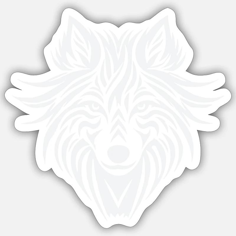 wolf tribal - Sticker Größe S (10 x 10 cm) - Mattweiß