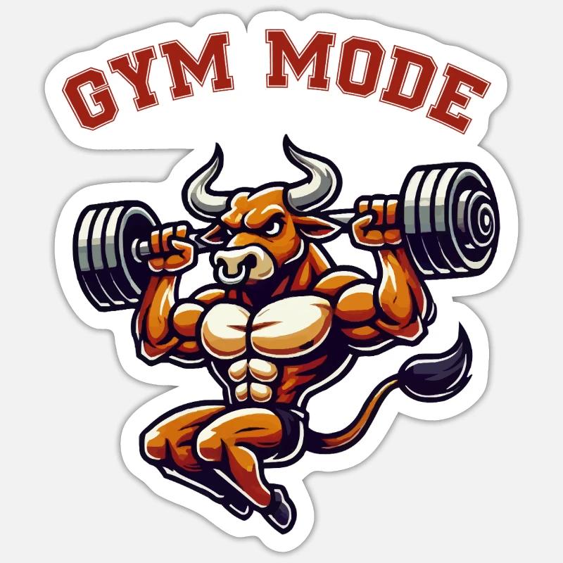stier bodybuilder comic 1 - Sticker Größe S (10 x 10 cm) - Mattweiß