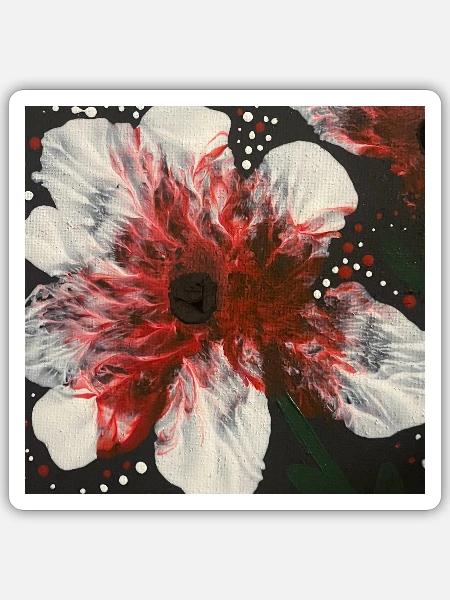 Rot-weiße Blume verleiht deinem Home Einzigartiges - Sticker Größe S (10 x 10 cm) - Mattweiß