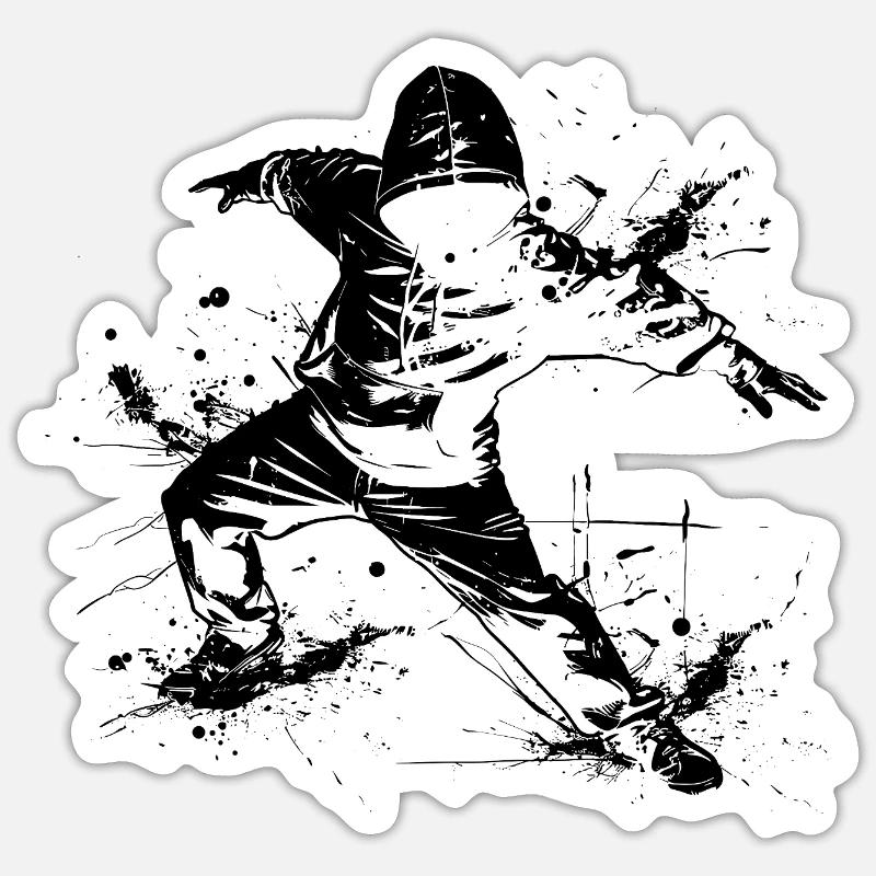 Breakdancer Graffiti - Sticker taille S (10 x 10 cm) - blanc mat