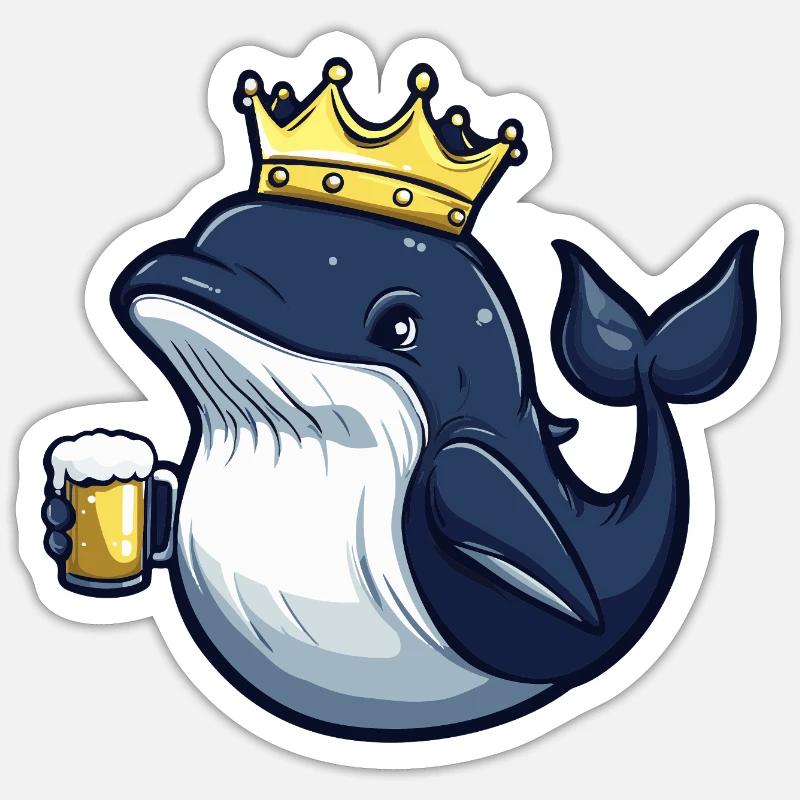 Whale Beer Funny - Sticker size S (10 x 10 cm) - white matte