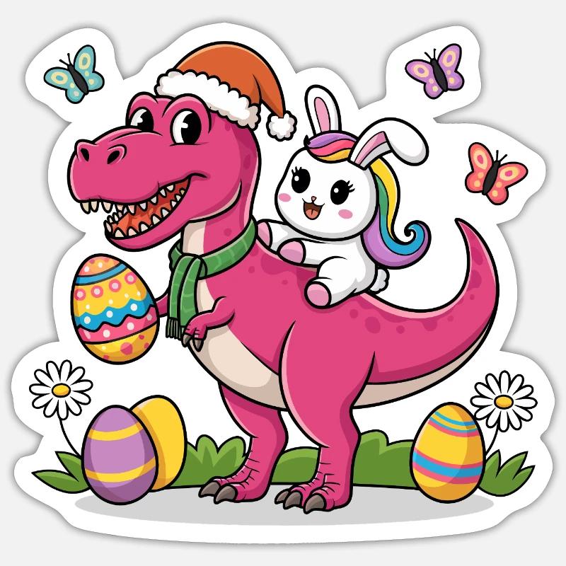 Easter Dinosaur Bunny Ears Easter Sticker Größe S (10 x 10 cm)
