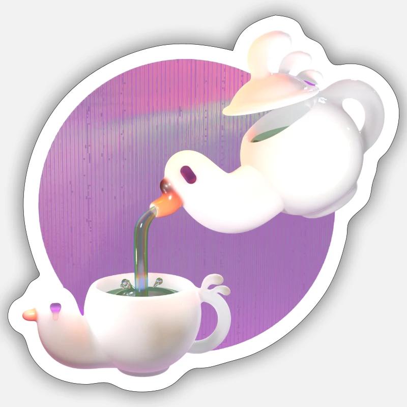 Deepes Teeservice - Sticker Größe S (10 x 10 cm) - Mattweiß