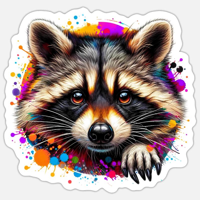 Waschbär - Sticker Größe S (10 x 10 cm) - Mattweiß