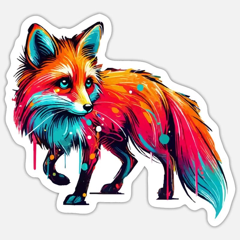 Peinture Fox - Sticker taille S (10 x 10 cm) - blanc mat