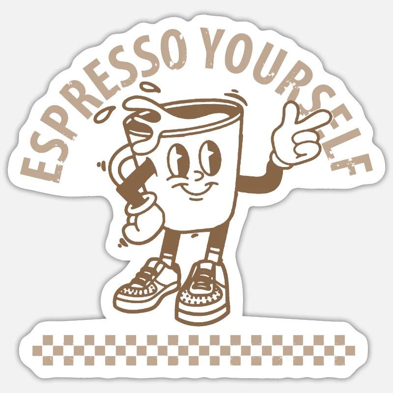 Caffè espresso da soli - Sticker formato S (10 x 10 cm) - bianco opaco