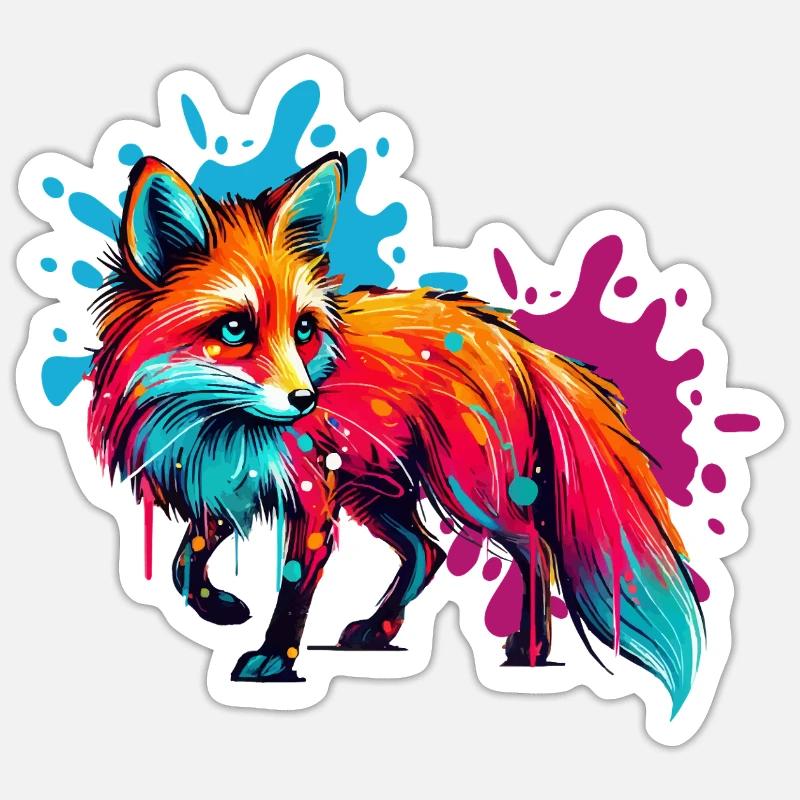 Peinture Fox - Sticker taille S (10 x 10 cm) - blanc mat