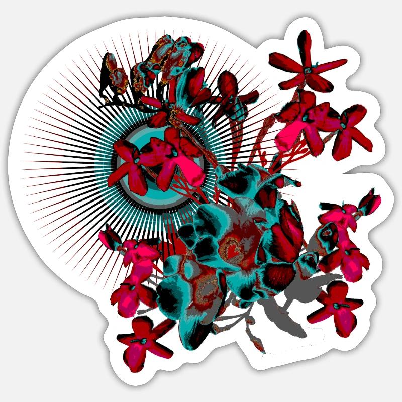 Spring Flowers Red Spring Pattern Sticker size S (10 x 10 cm)