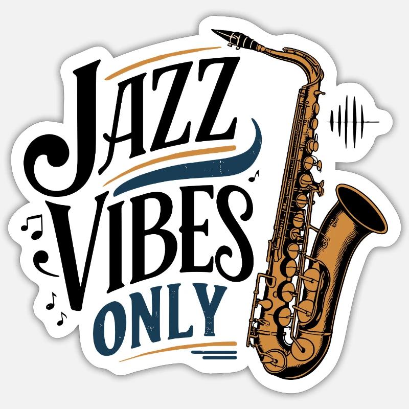 Jazz Vibes Only - Saxophone - Sticker taille S (10 x 10 cm) - blanc mat