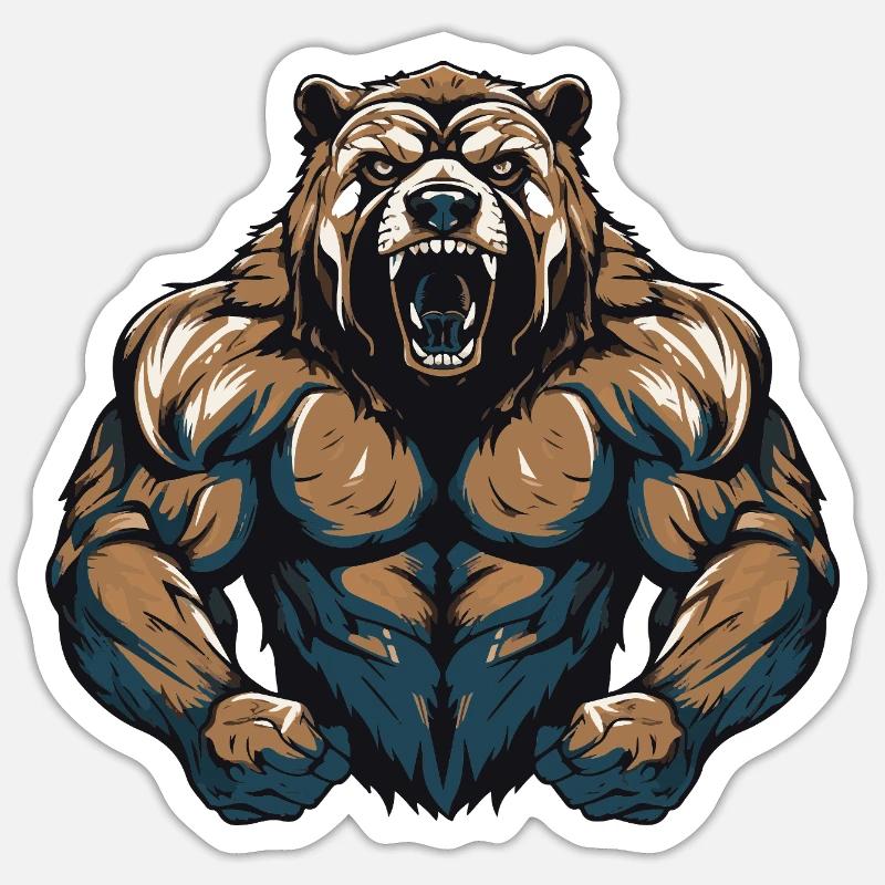 Grizzly Bear Beast - Sticker size S (10 x 10 cm) - white matte