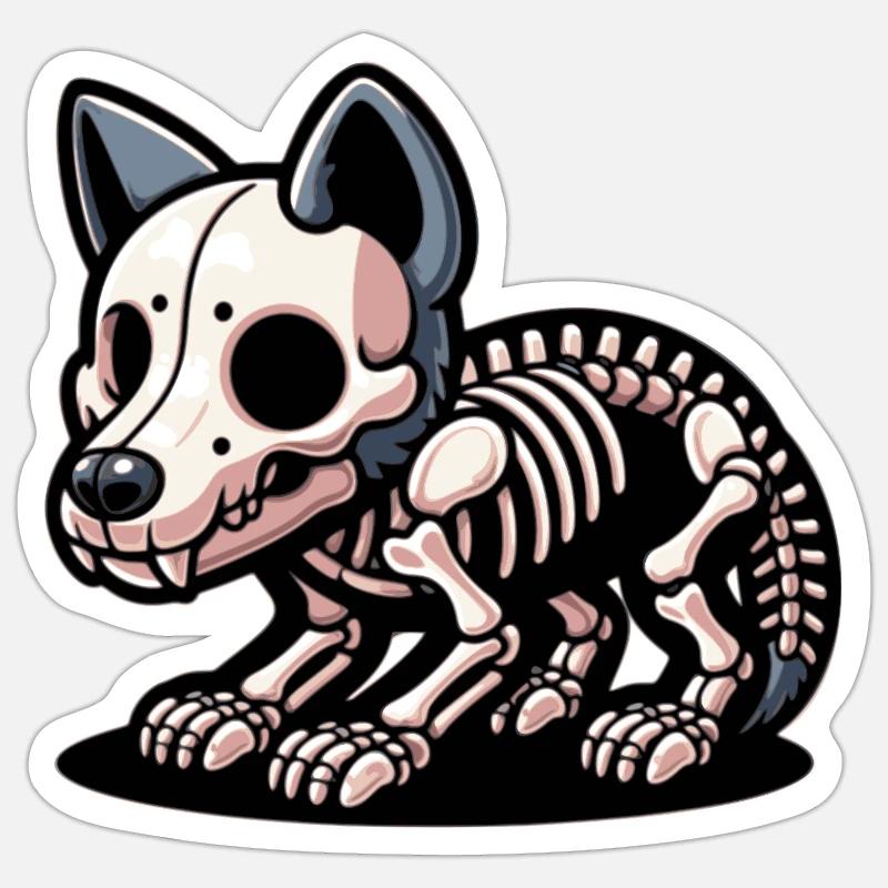 Skeleton Wolf - Sticker formato S (10 x 10 cm) - bianco opaco