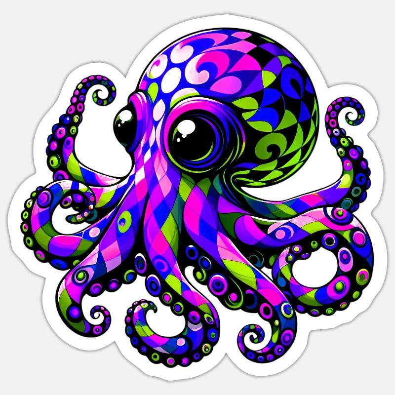 Pieuvre - Sticker taille S (10 x 10 cm) - blanc mat