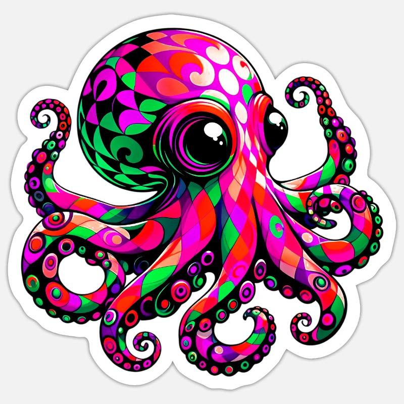 Krake - Sticker Größe S (10 x 10 cm) - Mattweiß