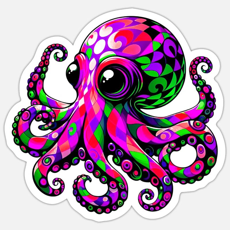Krake - Sticker Größe S (10 x 10 cm) - Mattweiß