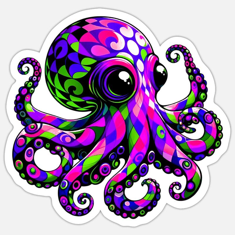 Krake - Sticker Größe S (10 x 10 cm) - Mattweiß