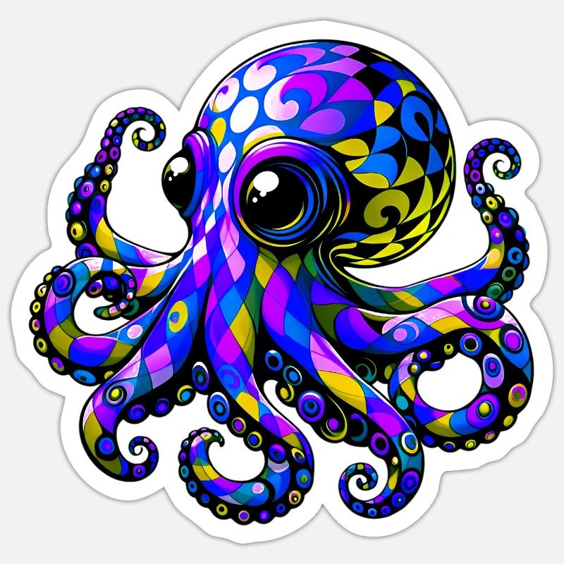 Krake - Sticker Größe S (10 x 10 cm) - Mattweiß