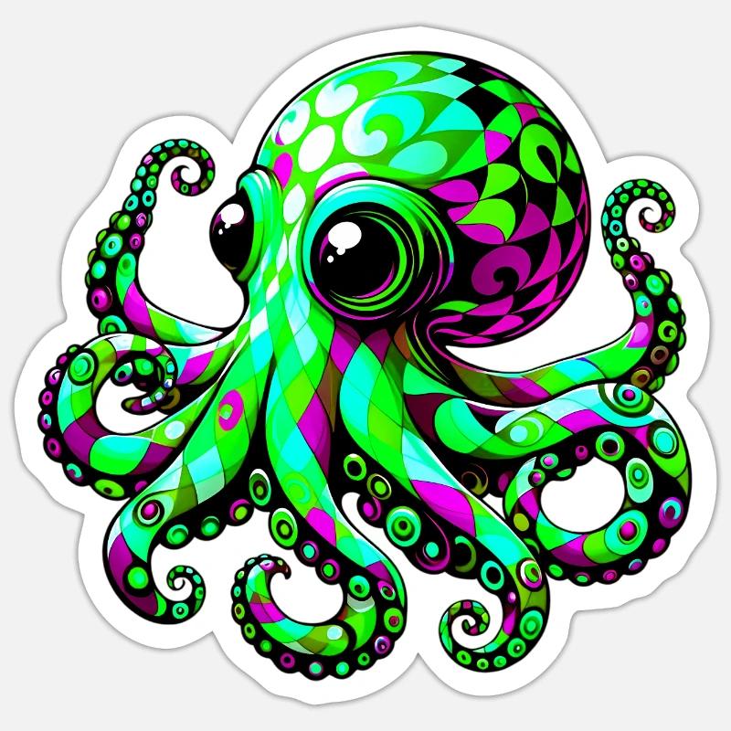 Krake - Sticker Größe S (10 x 10 cm) - Mattweiß