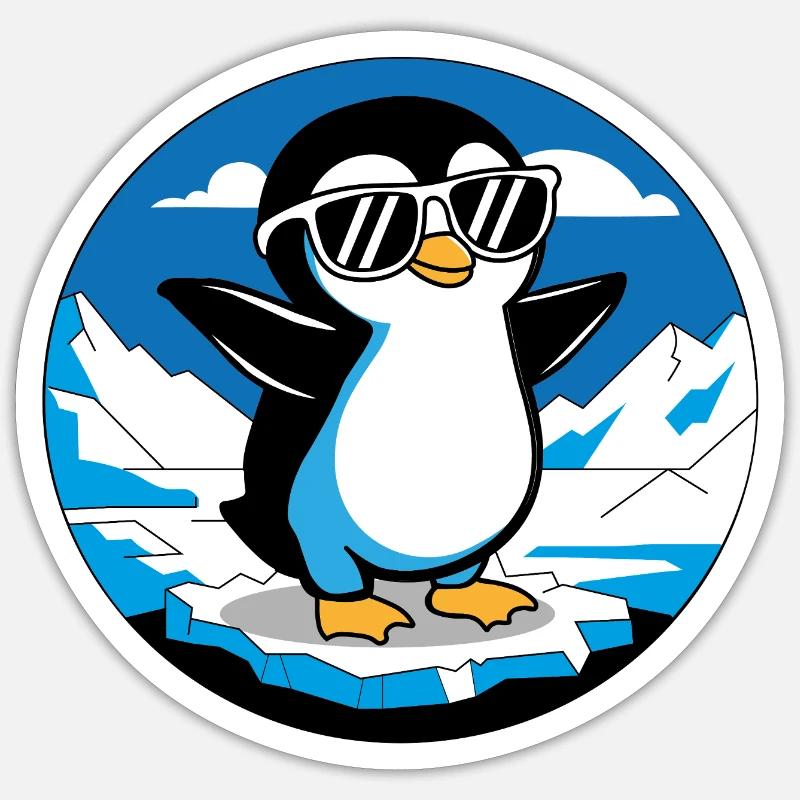 Der coole Pinguin - Sticker Größe S (10 x 10 cm) - Mattweiß