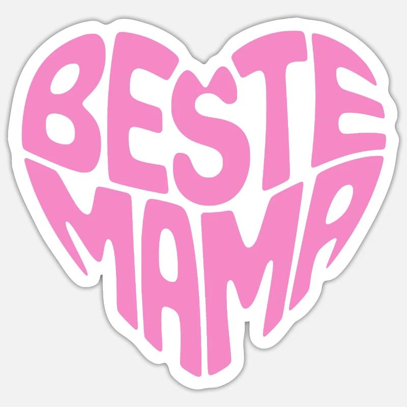 Beste Mama Herz - Sticker Größe S (10 x 10 cm) - Mattweiß