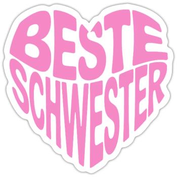 Beste Schwester Herz Spruch - Sticker Größe S (10 x 10 cm) - Mattweiß - Vorne