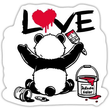 Panda Loveur - Love Painter - Sticker size S (10 x 10 cm) - white matte - Front