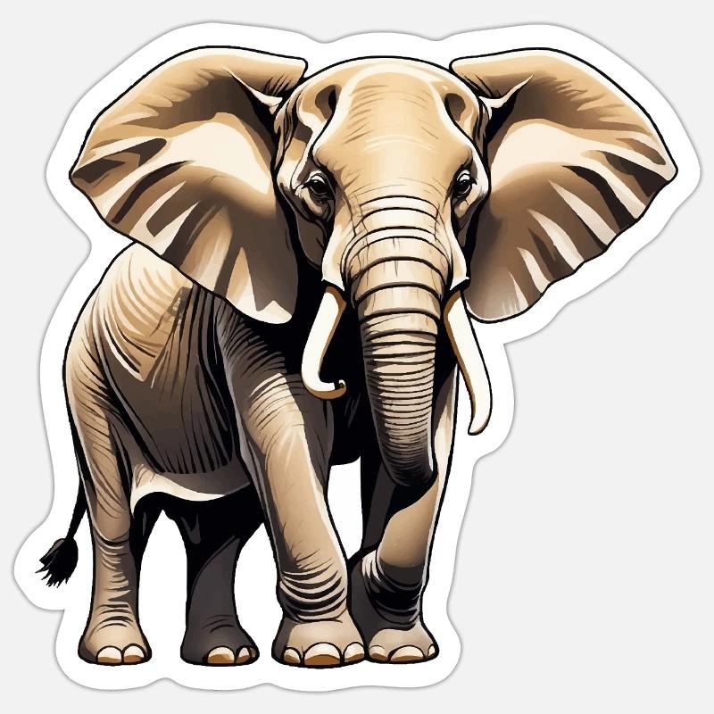 Elefant - Tier Design - Sticker Größe S (10 x 10 cm) - Mattweiß