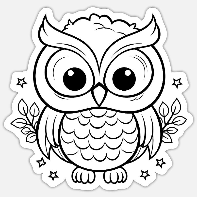 Süße Kinder Eule - Sticker Größe S (10 x 10 cm) - Mattweiß