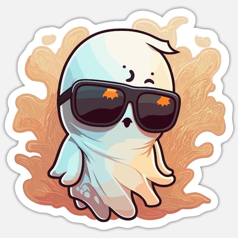Cool Ghost with Sunglasses - Sticker size S (10 x 10 cm) - white matte