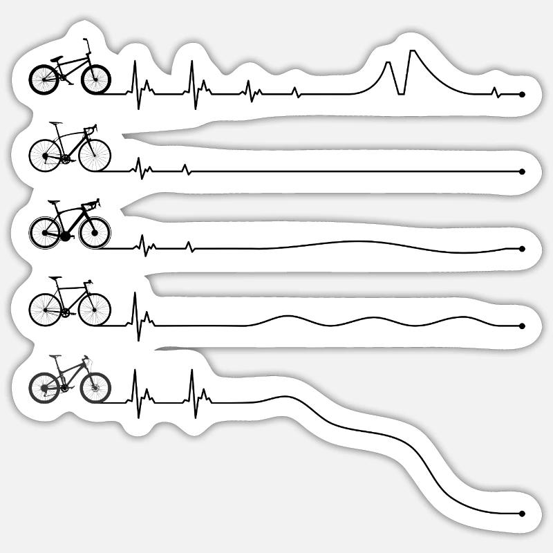 Minimal Bicycle Line Art on Black Sticker size S (10 x 10 cm)