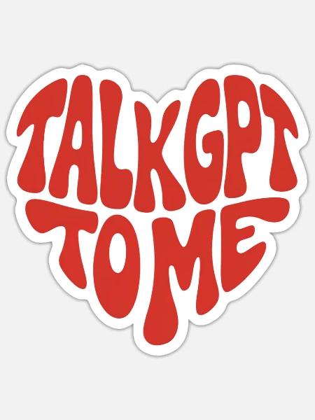 Sprich mit GPT zu mir - Herzform - 70er Jahre Design - Sticker Größe S (10 x 10 cm) - Mattweiß