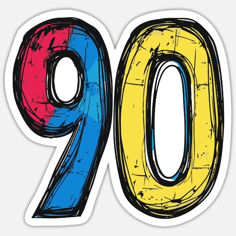 90 Zahl Comic - Sticker Größe S (10 x 10 cm) - Mattweiß