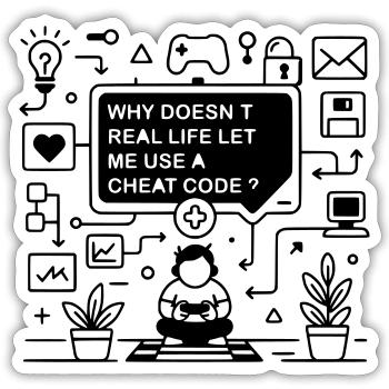 Gaming Life Without Cheat Codes - Sticker size S (10 x 10 cm) - white matte - Front