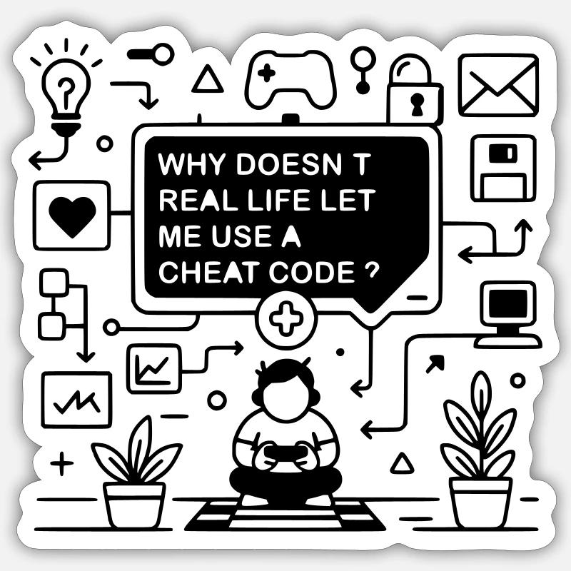Gaming Life Without Cheat Codes Sticker size S (10 x 10 cm)
