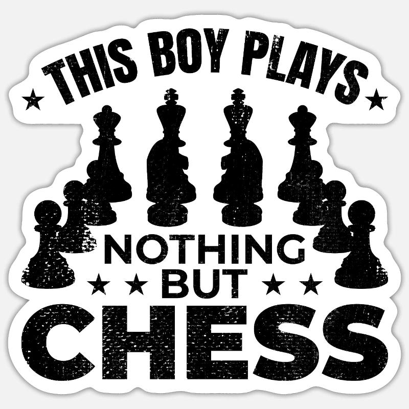 Ce garçon ne joue qu’aux échecs - Sticker taille S (10 x 10 cm) - blanc mat