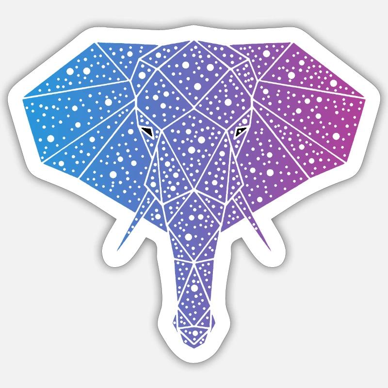 éléphant galactique - Sticker taille S (10 x 10 cm) - blanc mat