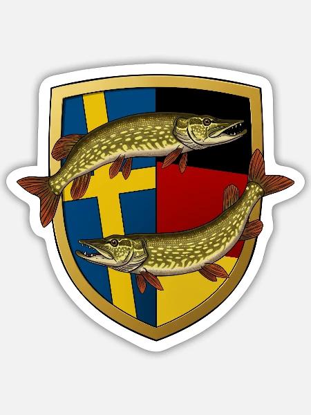 Hecht Angeln Fischen - Sticker Größe S (10 x 10 cm) - Mattweiß