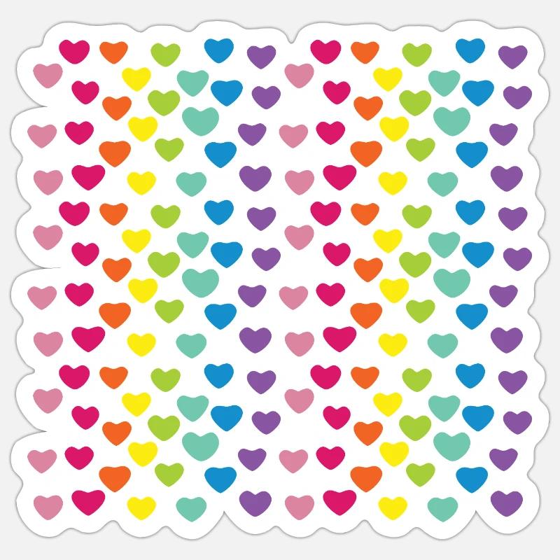 Hearts rainbow - Sticker size S (10 x 10 cm) - white matte
