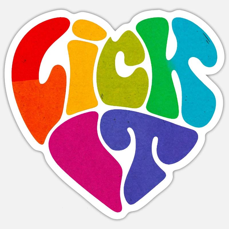 Lick It Psychedelisches mehrfarbiges Herz Sticker Größe S (10 x 10 cm)