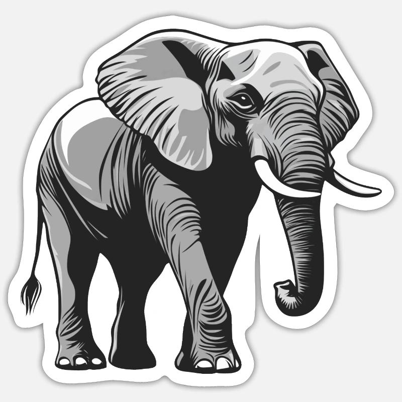 grauer Elefant Sticker Größe S (10 x 10 cm)