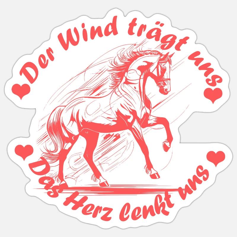 Pferd Herz Wind rosa Sticker Größe S (10 x 10 cm)