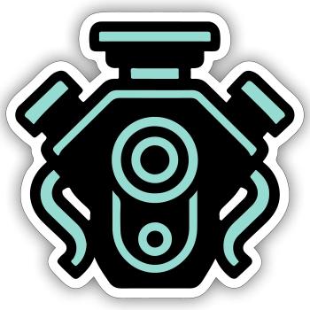 Réglage mécanique du moteur - Sticker taille S (10 x 10 cm) - blanc mat - Devant