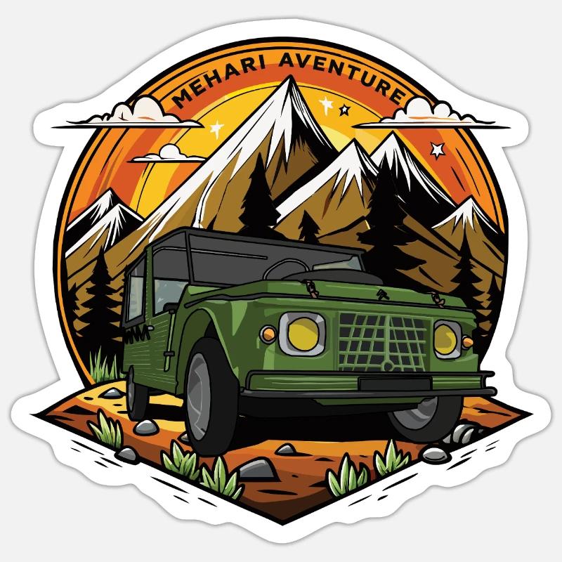 Mehari aventure Sticker taille S (10 x 10 cm)