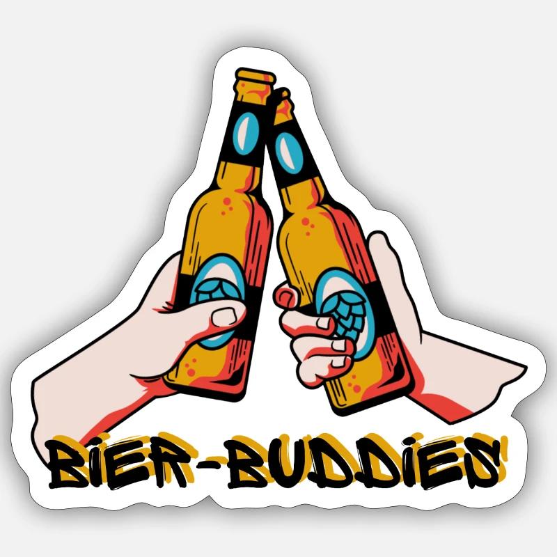 Bier-Buddied - Sticker Größe S (10 x 10 cm) - Mattweiß