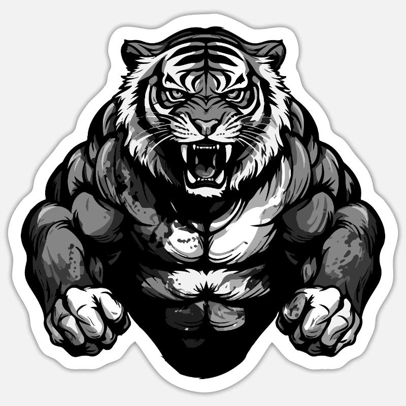 Musculation Tiger Muscles - Sticker taille S (10 x 10 cm) - blanc mat