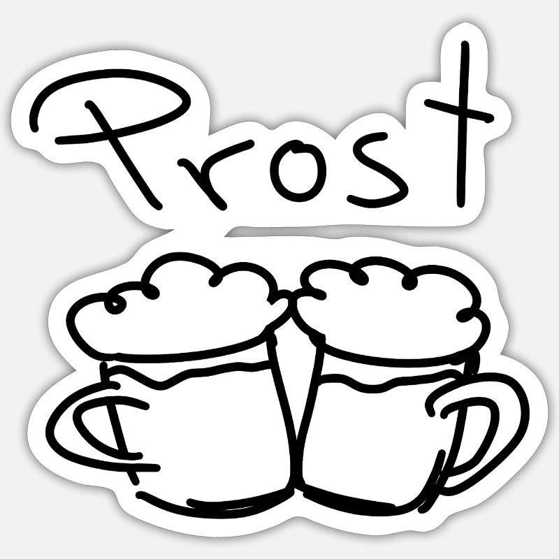 Prost - Wir stoßen an! - Sticker Größe S (10 x 10 cm) - Mattweiß