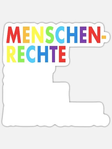 Menschenrechte Spruch Demo Regenbogen - Sticker Größe S (10 x 10 cm) - Mattweiß