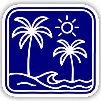 Palmiers de mer d’été de l’île - Sticker taille S (10 x 10 cm) - blanc mat - Devant