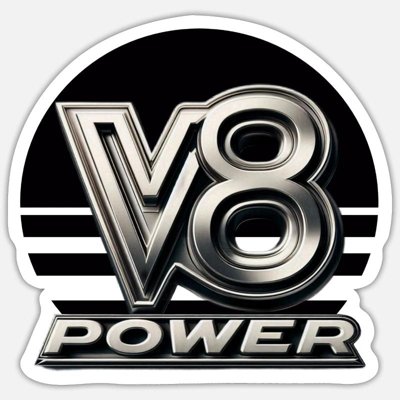 Puissance du V8 - Sticker taille S (10 x 10 cm) - blanc mat